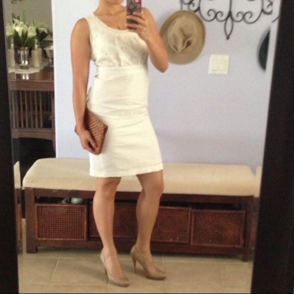Gorgeous linen and floral bodice LOFT dress size 0